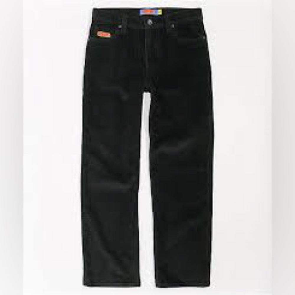 black courdoroy loose fit skate pants (UNISEX)